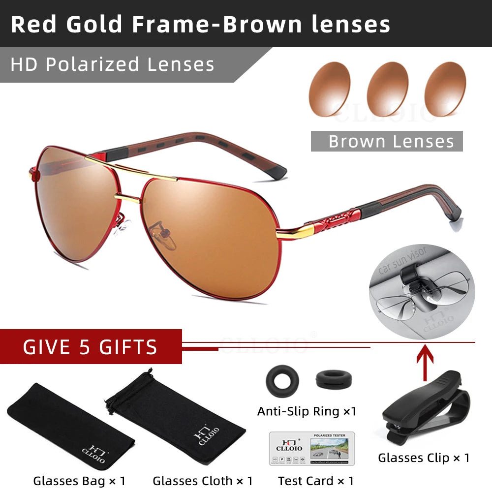 CLLOIO Men Classic Aluminum Polarized Sunglasses: Women Driving Glasses- Sunglasses