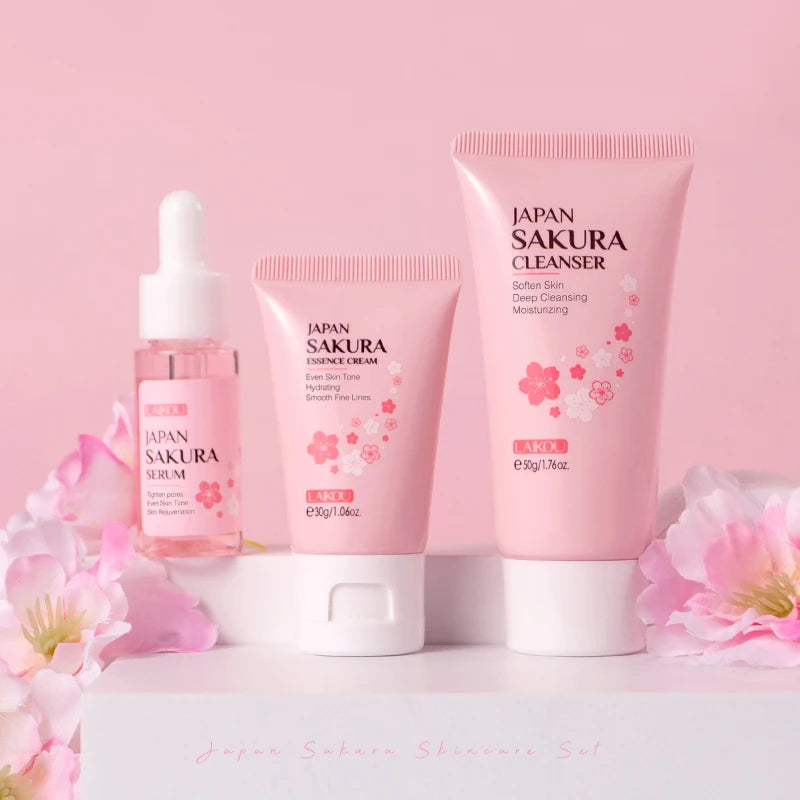 Sakura Skincare Set- Moisturizing Anti-Aging Kit with Wrinkle Smoothing Radiance- Facial Kit Gift Set