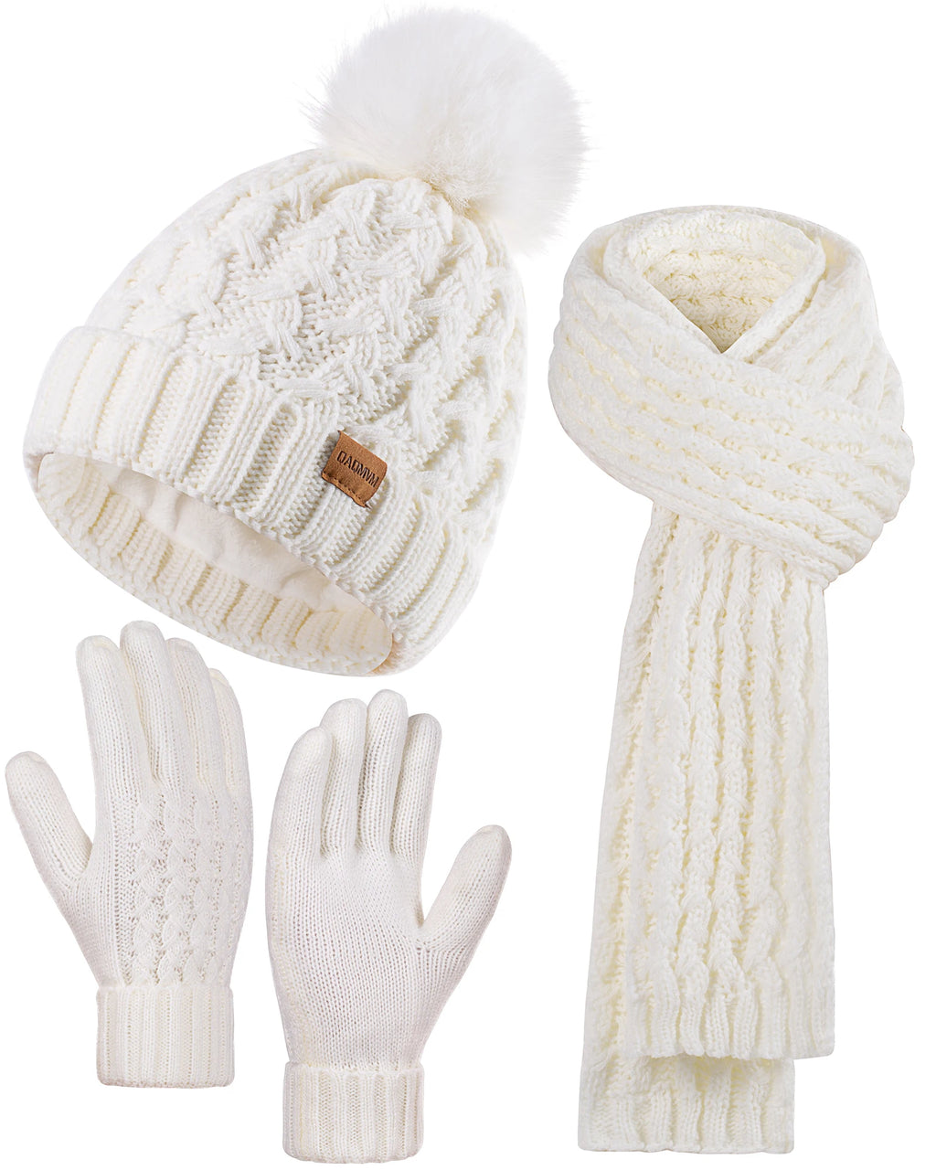 Women's Winter Beanie -Hat /Touchscreen Gloves with Long Neck Scarf / SET