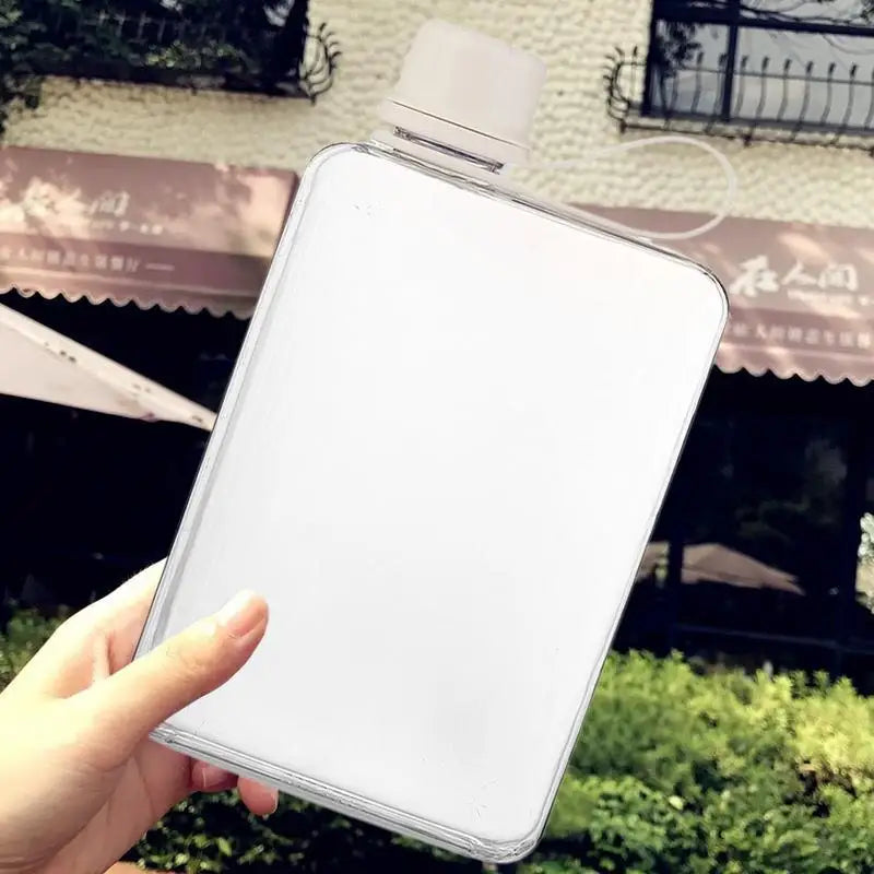 Clear 500ml Portable Flat Flasks for Sports or Camping, Leak-Proof, Slim Size for Purse