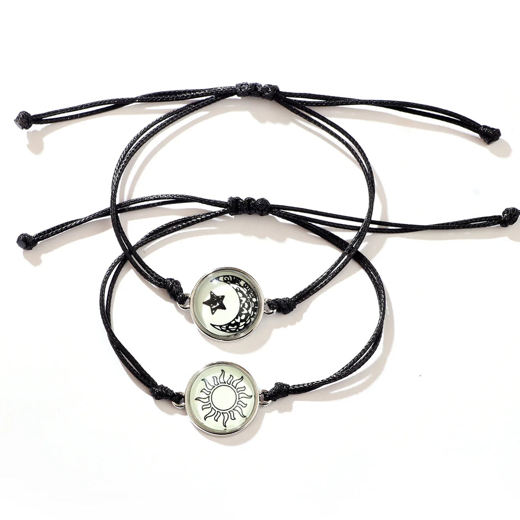 New Moon and Sun Love Time Gem Glow Bracelet - Hand-woven Rope