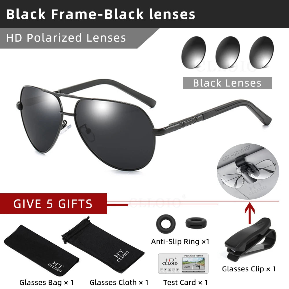 CLLOIO Men Classic Aluminum Polarized Sunglasses: Women Driving Glasses- Sunglasses