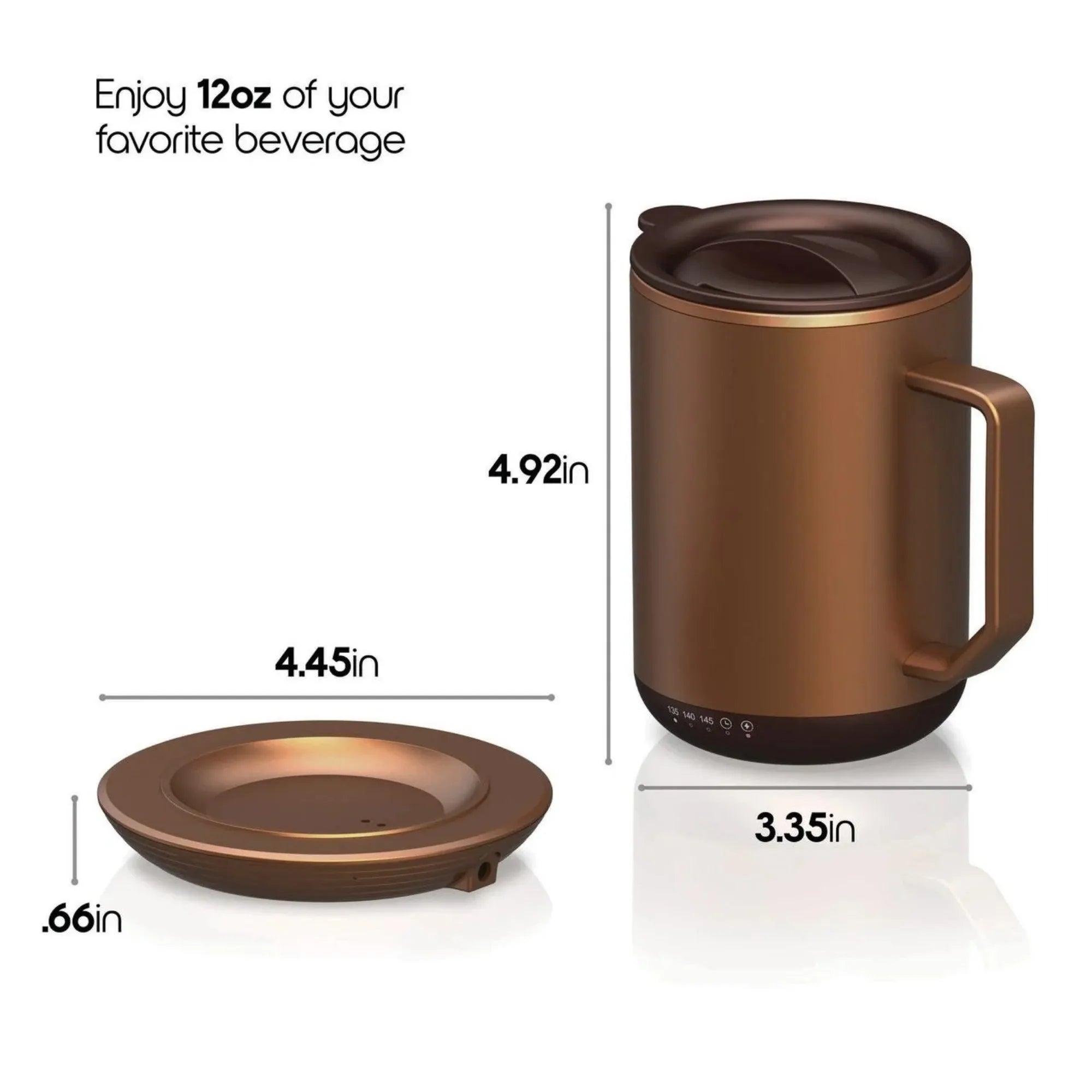 Charging Coaster, 12oz. Stainless Steel Self Heating Coffee Mug with Lid