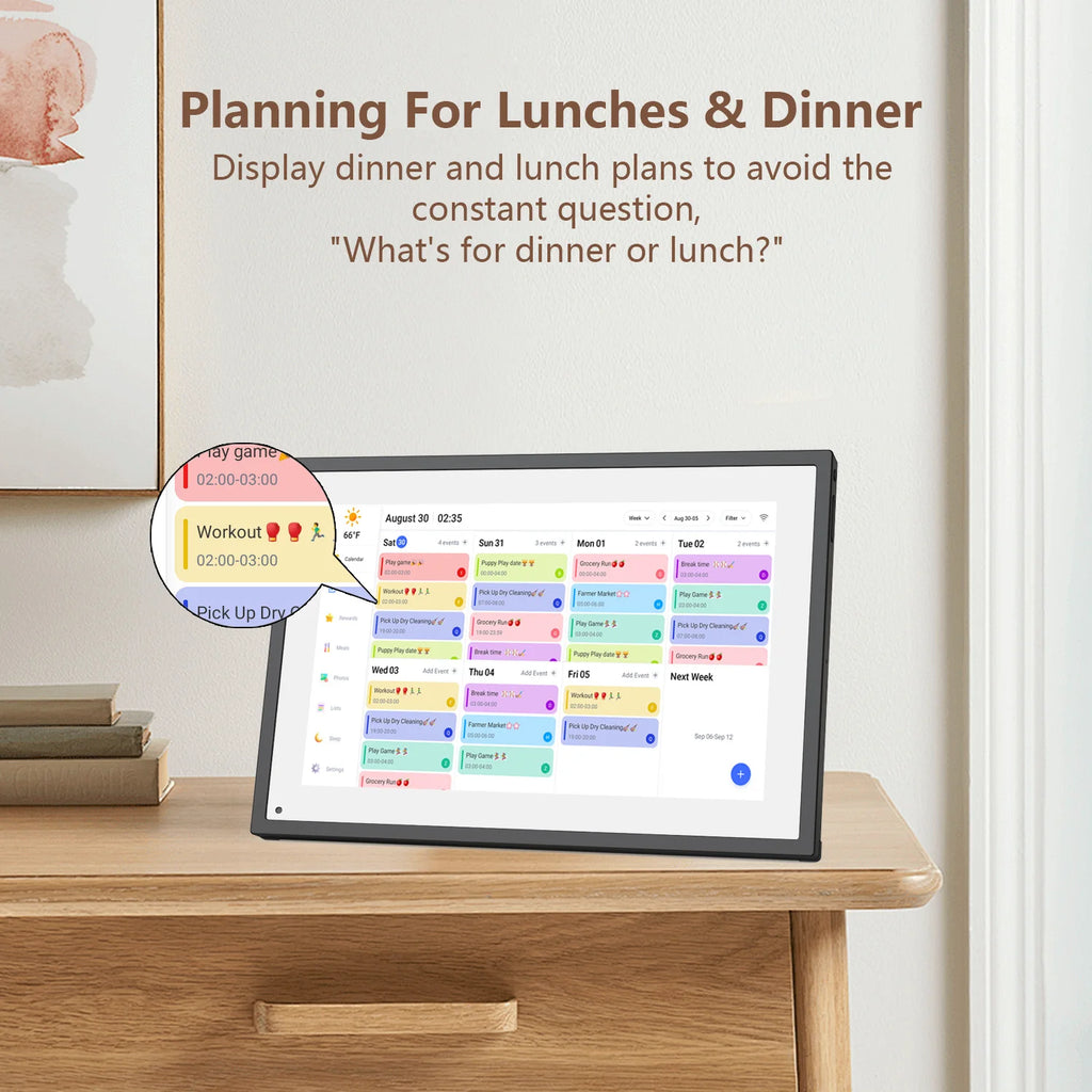 10.1 inch Digital Calendar & Chore Chart, Smart Touchscreen with Interactive Display for Family Schedules