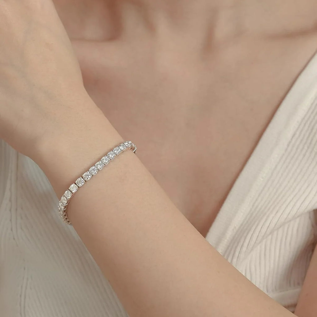 S925 Sterling Silver Tennis Bracelet - 2/ 3/ 4/ 5mm Moissanite- Hypoallergenic 6.69 -8.66inch Length