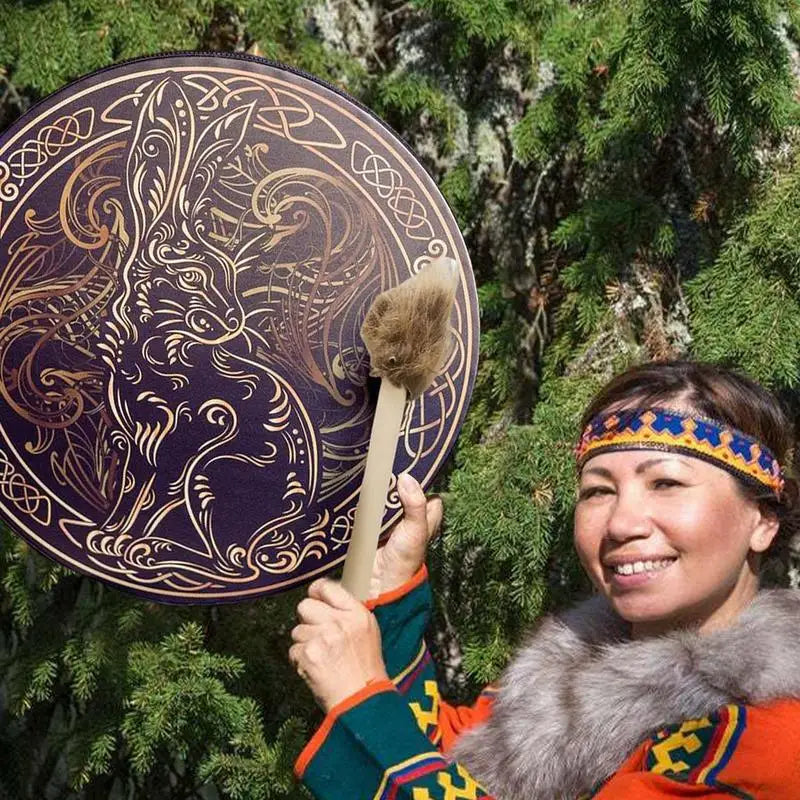Shaman Drum Spiritual Instrument with Drumstick/ Shaman Drum for Spiritual Music, Reflection and Meditation
