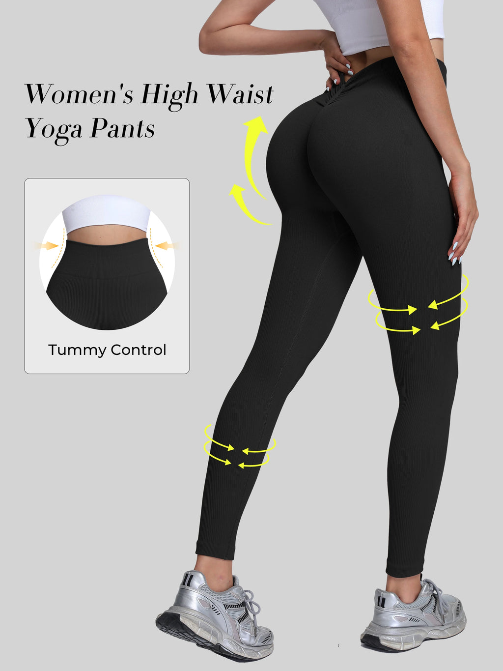 Women's high-waisted seamless yoga pants with a V-back, quick-dry sports leggings for yoga and excercise
