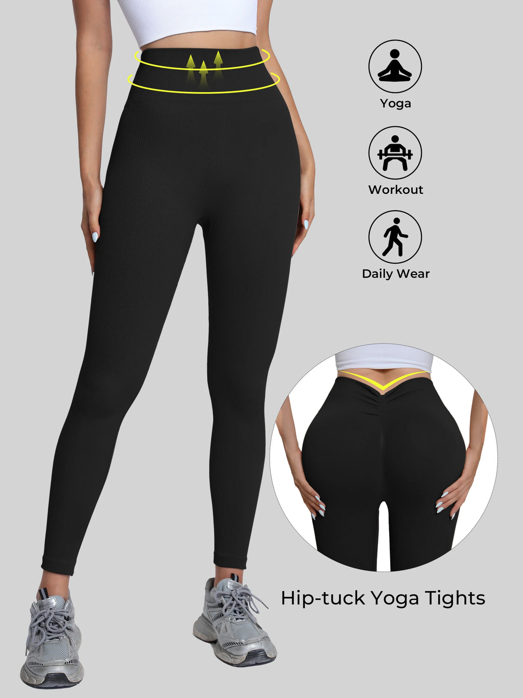 Women's high-waisted seamless yoga pants with a V-back, quick-dry sports leggings for yoga and excercise